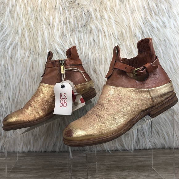 A.S. 98 Shoes - A.S. 98 Hercegovina gold brown leather ankle boot